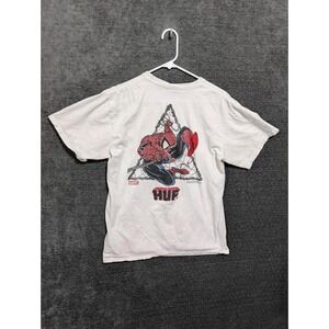 HUF Marvel Spider-Man Graphic T-Shirt White Small Logo Back Print Mens S